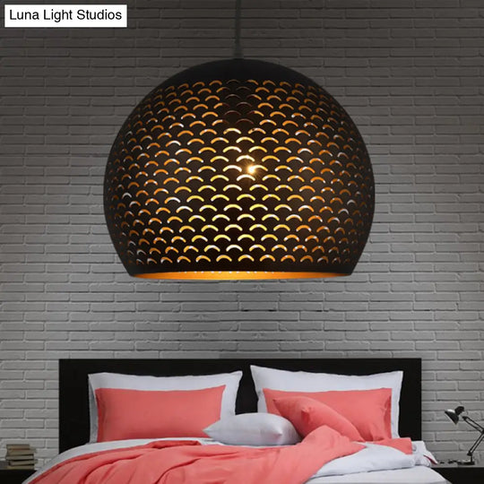 Decorative Black Metal Globe Pendant Light For Bedroom Ceiling - 1 Head