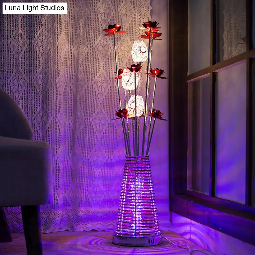 Decorative Conical Aluminum Led Floor Reading Lamp With Rose And Oval Design