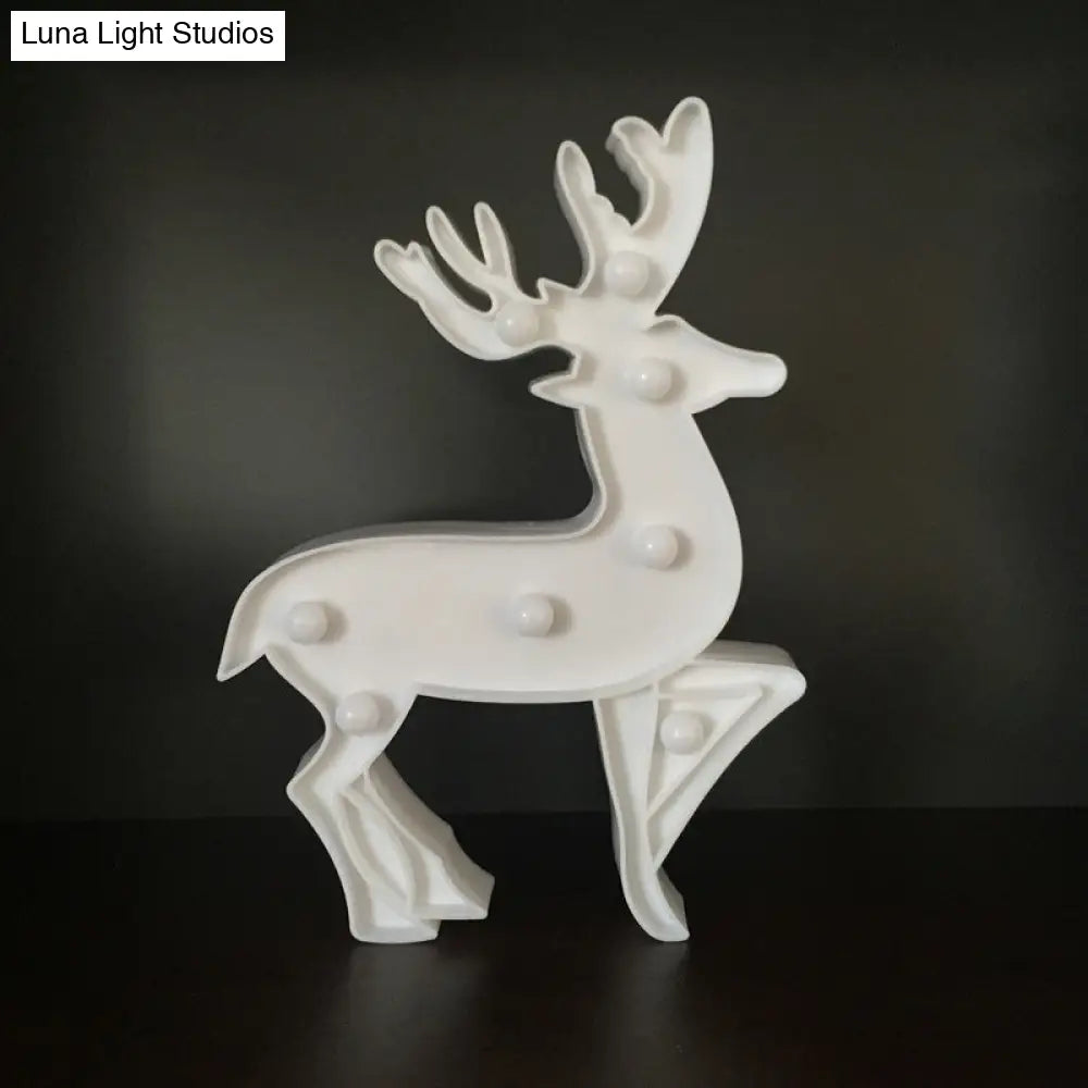 Deer-Designed White Led Night Lamp For Kids Bedrooms