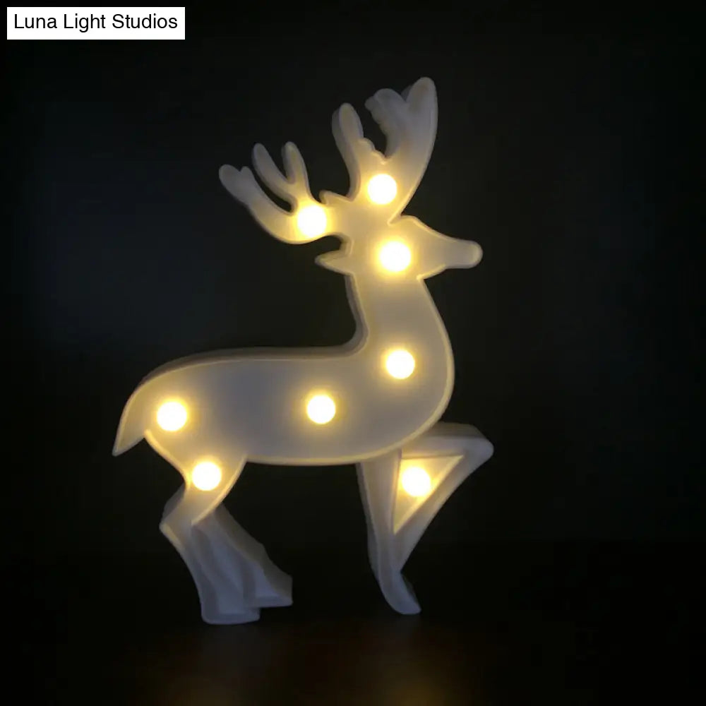 Deer-Designed White Led Night Lamp For Kids Bedrooms