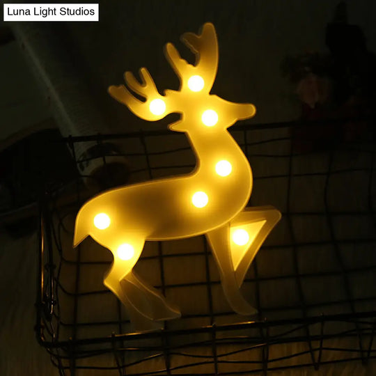 Deer-Designed White Led Night Lamp For Kids Bedrooms