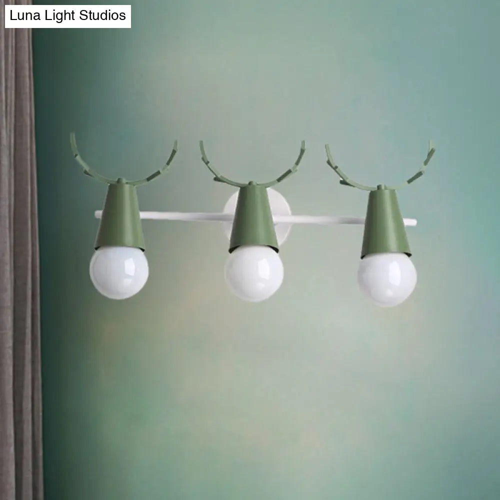 Deer Horn Nordic Metal Wall Sconce With 3 Conical Heads - Bedroom & Undertint Light