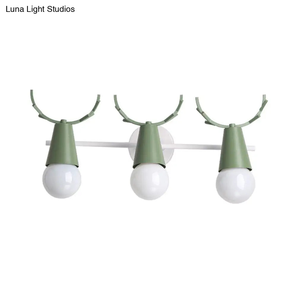 Deer Horn Nordic Metal Wall Sconce With 3 Conical Heads - Bedroom & Undertint Light