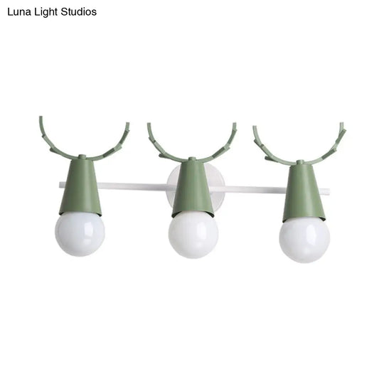 Deer Horn Nordic Metal Wall Sconce With 3 Conical Heads - Bedroom & Undertint Light