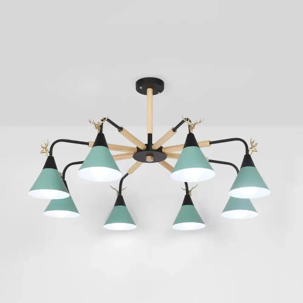 Deer Macaron Style Metallic Pendant Light For Child Bedroom 8 / Green