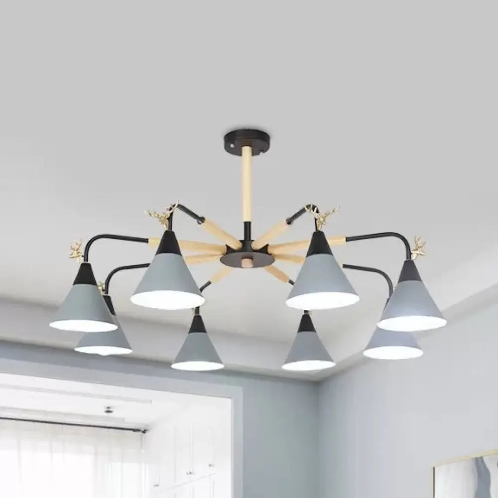 Deer Macaron Style Metallic Pendant Light For Child Bedroom 8 / Grey