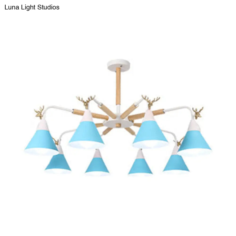 Deer Macaron Style Metallic Pendant Light For Child Bedroom