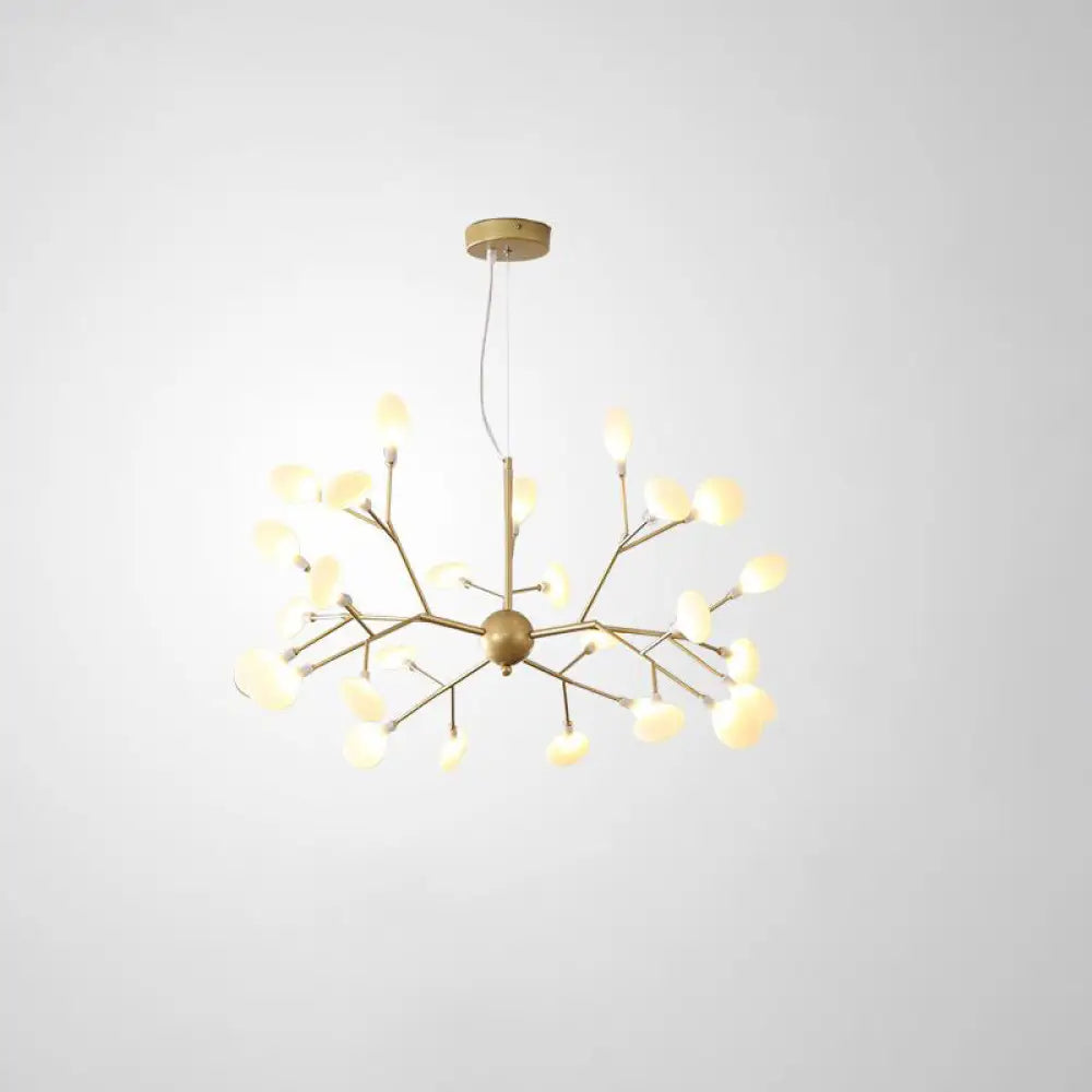 Designer Acrylic Leaf Chandelier Pendant With Gold Finish For Bedroom Ceiling / 23.5’ Branch