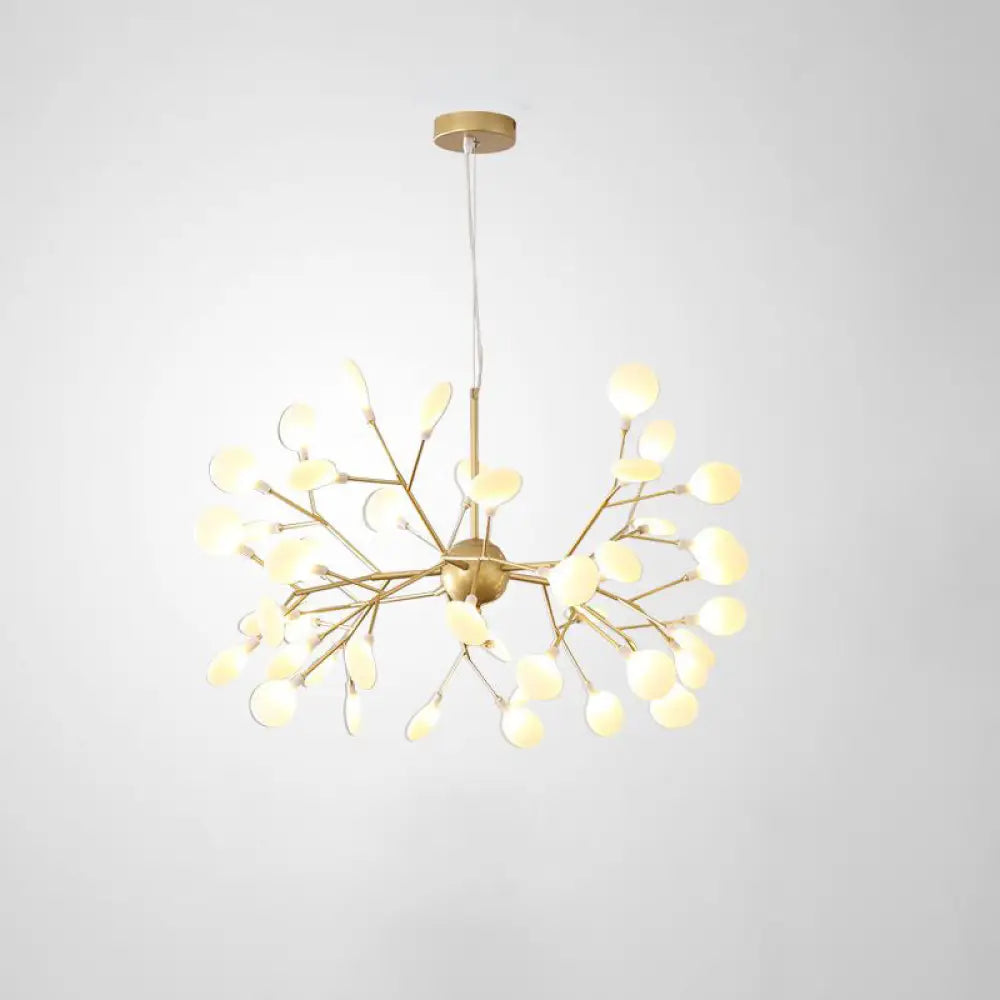Designer Acrylic Leaf Chandelier Pendant With Gold Finish For Bedroom Ceiling / 23.5’ Tree