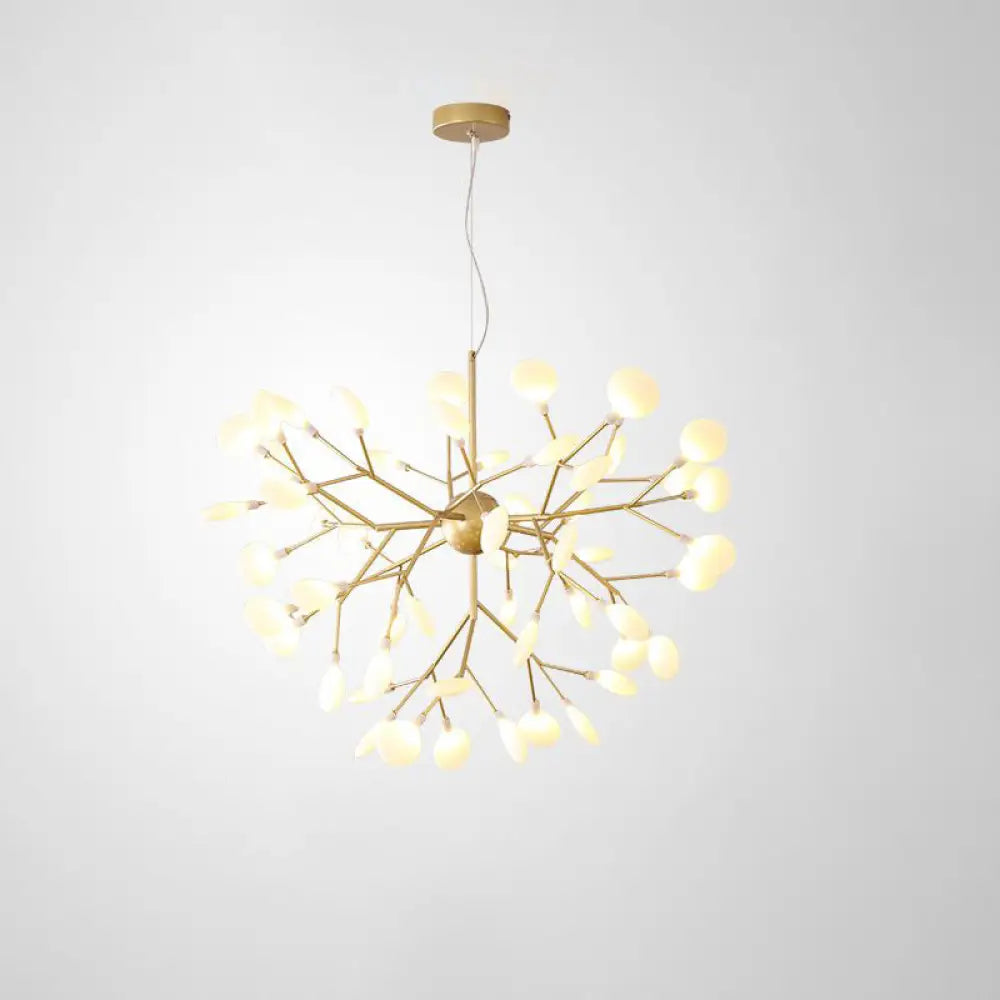 Designer Acrylic Leaf Chandelier Pendant With Gold Finish For Bedroom Ceiling / 35.5’ Tree