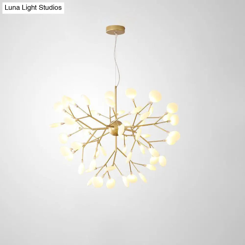 Designer Gold Acrylic Leaf Hanging Chandelier Pendant Ceiling Light For Bedroom / 35.5 Tree
