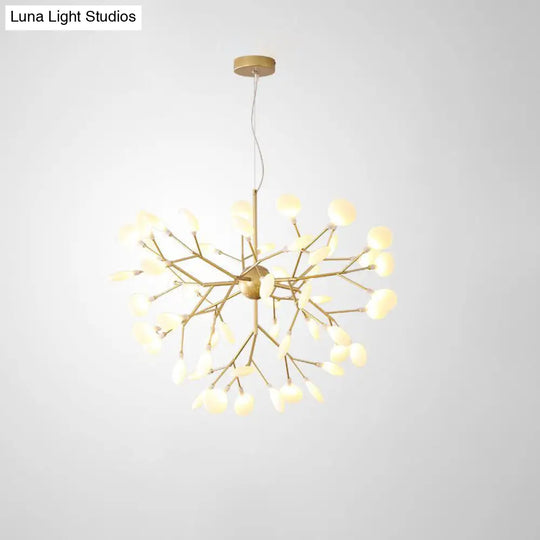 Designer Gold Acrylic Leaf Hanging Chandelier Pendant Ceiling Light For Bedroom / 35.5 Tree
