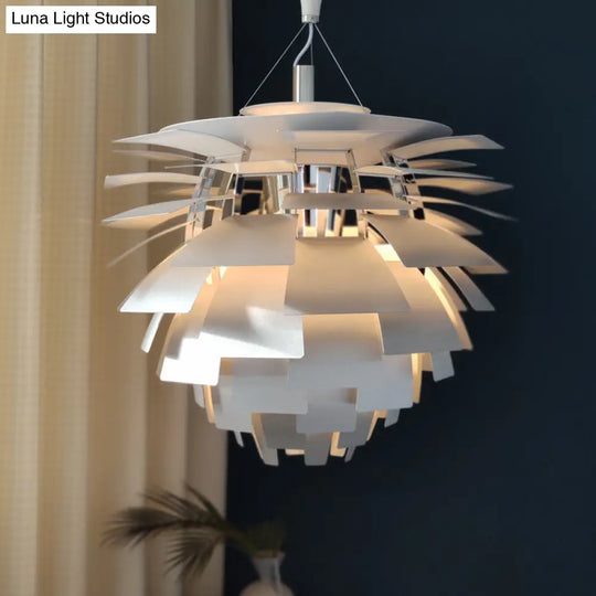 Designer Aluminum Pendant Light: Natural Pinecone Shade Perfect For Living Room Décor