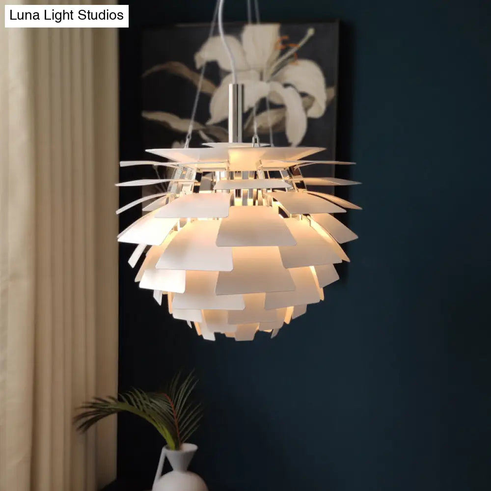 Designer Aluminum Pendant Light: Natural Pinecone Shade Perfect For Living Room Décor