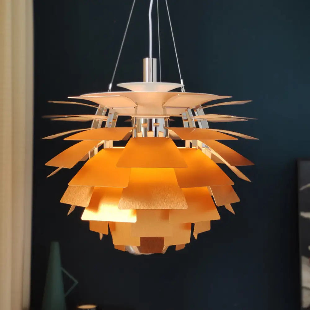 Designer Aluminum Pendant Light: Natural Pinecone Shade Perfect For Living Room Décor Gold / 19