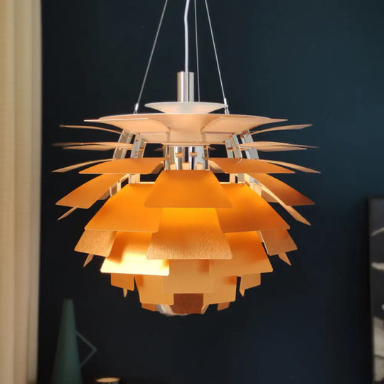 Designer Aluminum Pendant Light: Natural Pinecone Shade Perfect For Living Room Décor Gold / 19