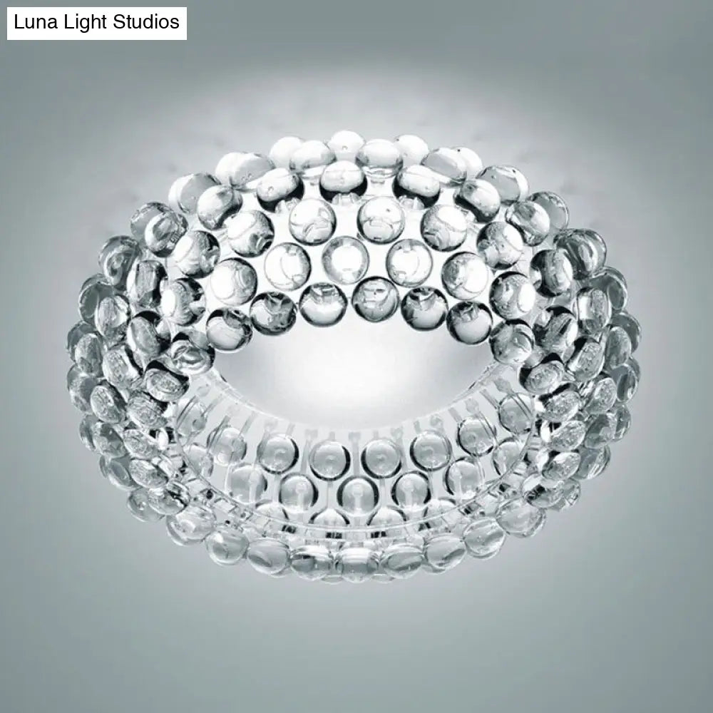 Designer Clear Glass Led Bedroom Flush Ceiling Light Fixture - 14/19.5/25.5 Wide Bubble Lighting