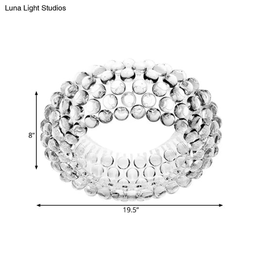 Designer Clear Glass Led Bedroom Flush Ceiling Light Fixture - 14’/19.5’/25.5’ Wide Bubble Lighting