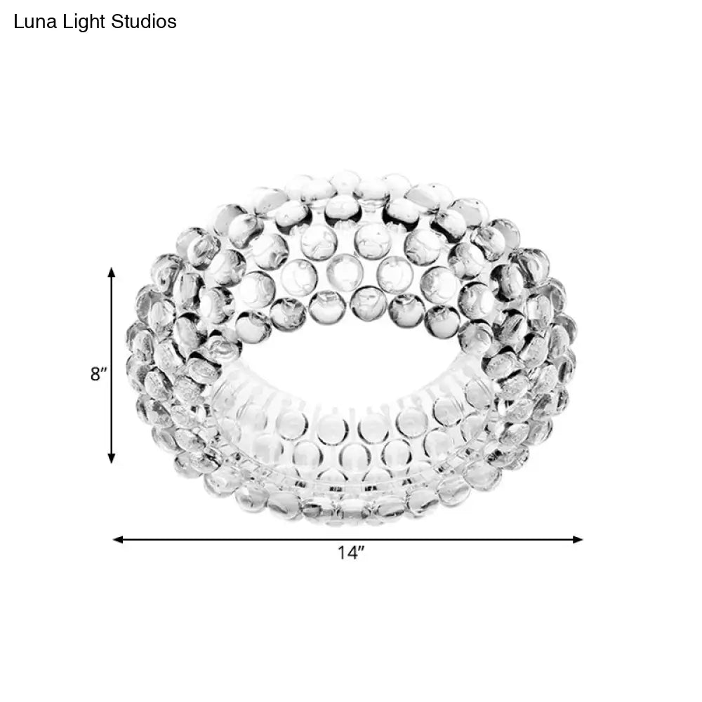 Designer Clear Glass Led Bedroom Flush Ceiling Light Fixture - 14’/19.5’/25.5’ Wide Bubble Lighting