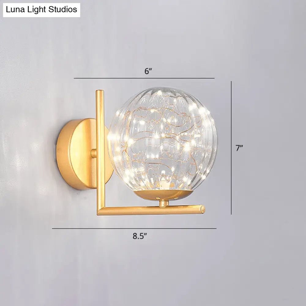 Designer Style Glass Led Wall Sconce - Mini Globe Light Fixture For Bedroom