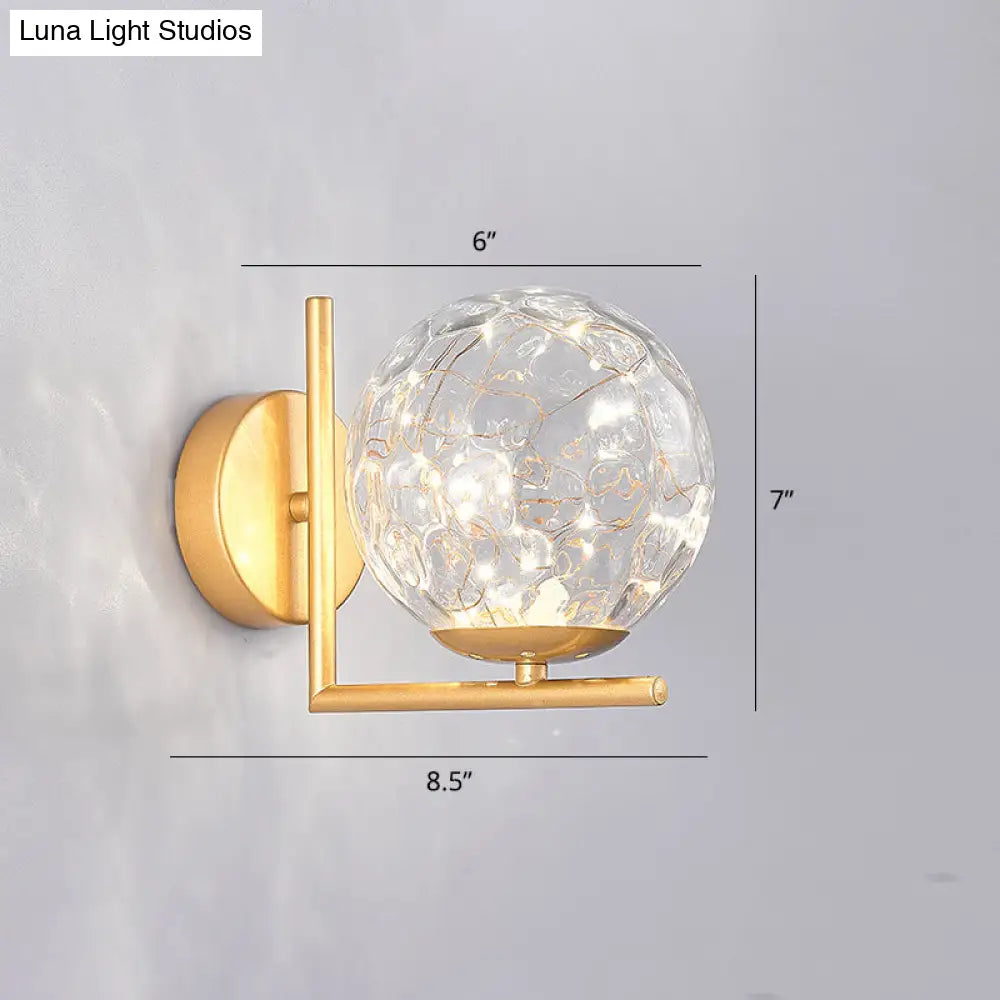 Designer Style Glass Led Wall Sconce - Mini Globe Light Fixture For Bedroom