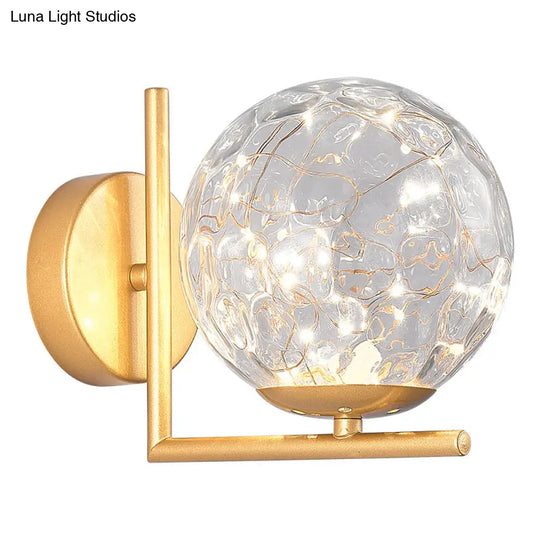 Designer Style Glass Led Wall Sconce - Mini Globe Light Fixture For Bedroom