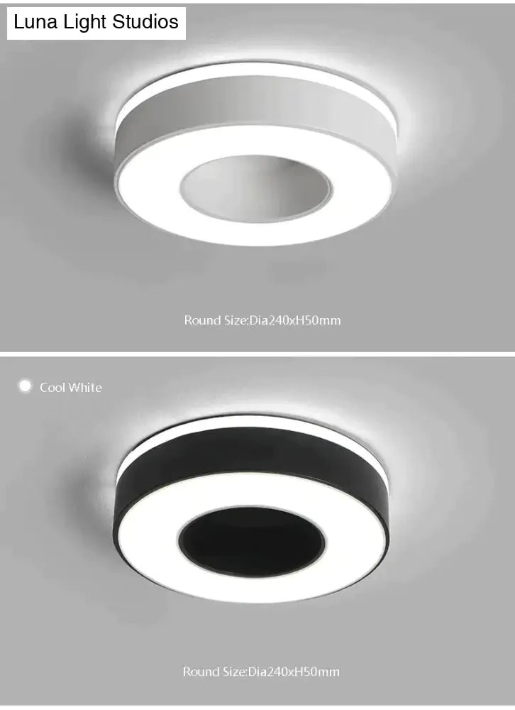 Diameter 240Mm Modern Led Chandelier For Holly Aisle Corridor Bedroom Black Or White