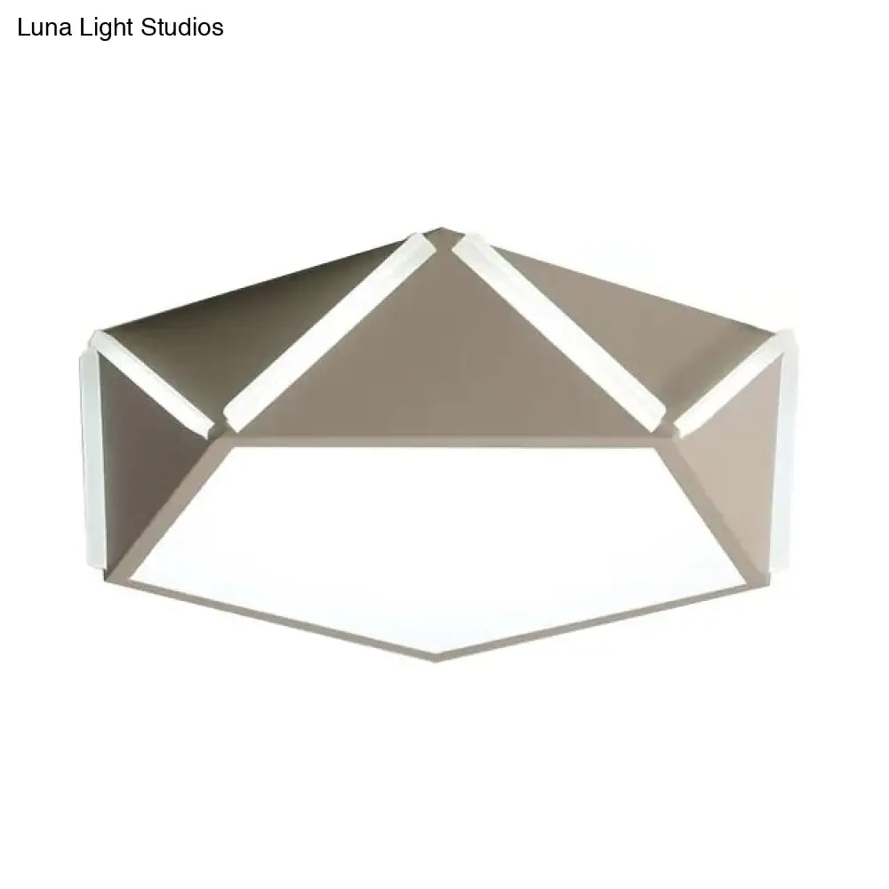 Diamond Acrylic Led Ceiling Lamp - Cafe Pentagon Macaron Style Grey / 16 White