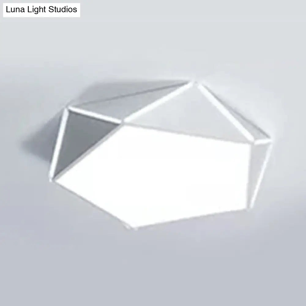 Diamond Acrylic Led Ceiling Lamp - Cafe Pentagon Macaron Style White / 16