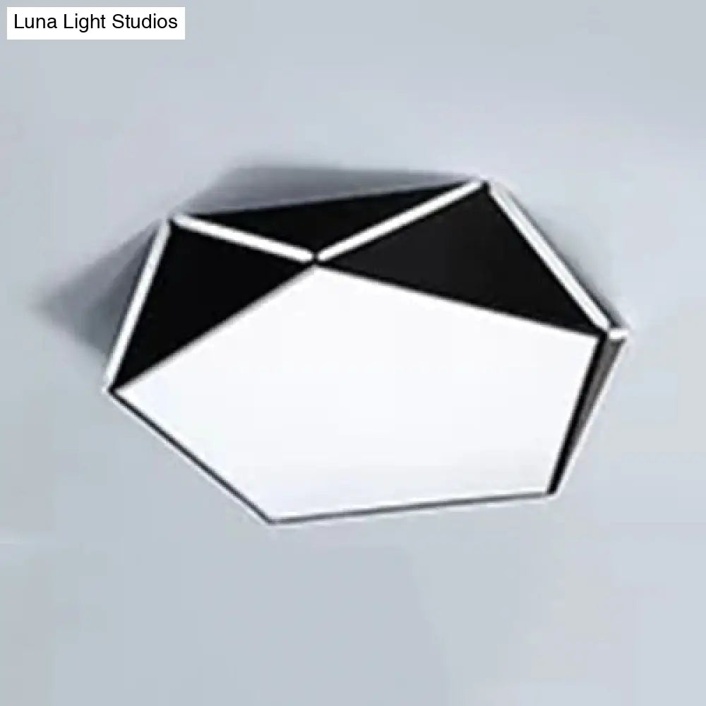 Diamond Acrylic Led Ceiling Lamp - Cafe Pentagon Macaron Style Black / 16 White