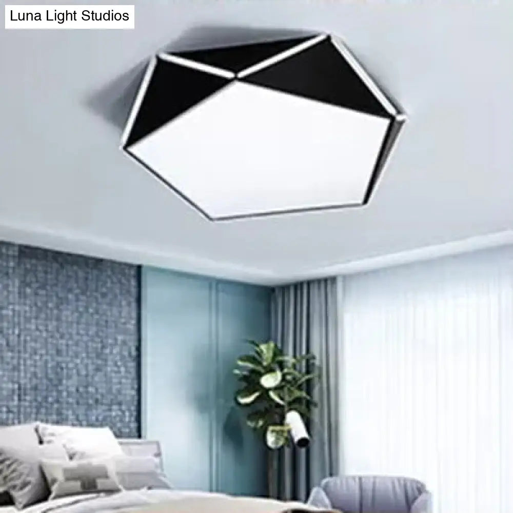 Diamond Acrylic Led Ceiling Lamp - Cafe Pentagon Macaron Style Black / 16 Warm
