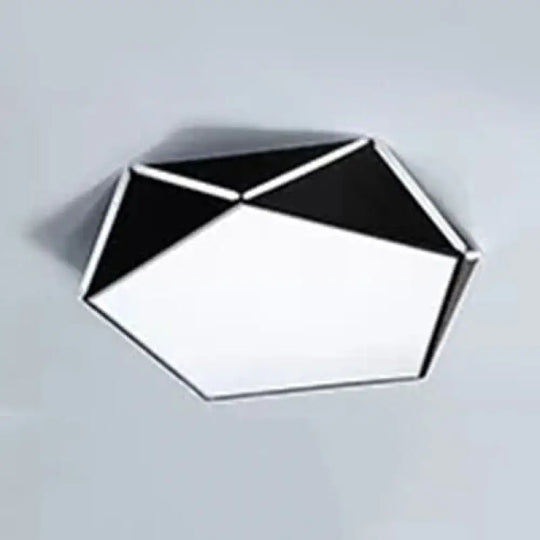 Diamond Acrylic Led Ceiling Lamp - Cafe Pentagon Macaron Style Black / 16’ White