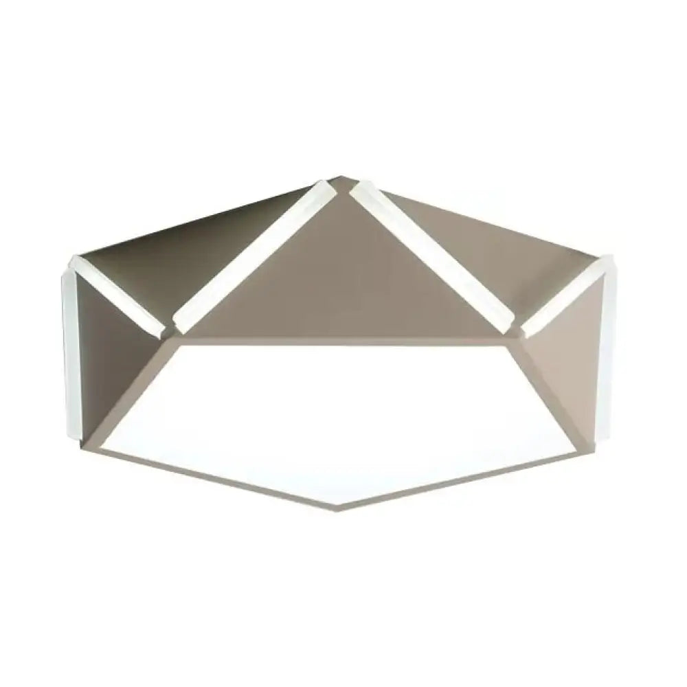 Diamond Acrylic Led Ceiling Lamp - Cafe Pentagon Macaron Style Grey / 16’ White