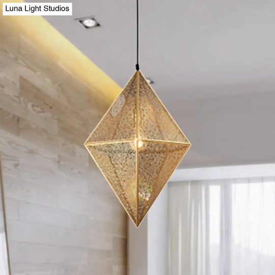 Diamond Ceiling Lighting - Post-Modern Metal Pendant Light With Wire Mesh Cage Gold/Rose Gold Finish