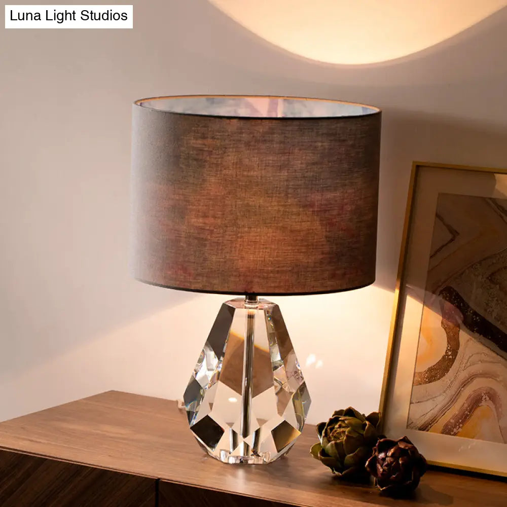 Diamond Crystal Task Lamp: Simplicity Faceted Design 1-Bulb Reading Light In Brown