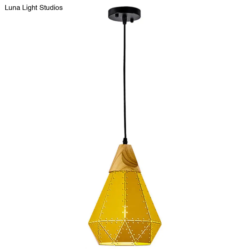 Diamond Dining Room Pendant Modern Metal Ceiling Light With 1 Hanging Yellow / 9