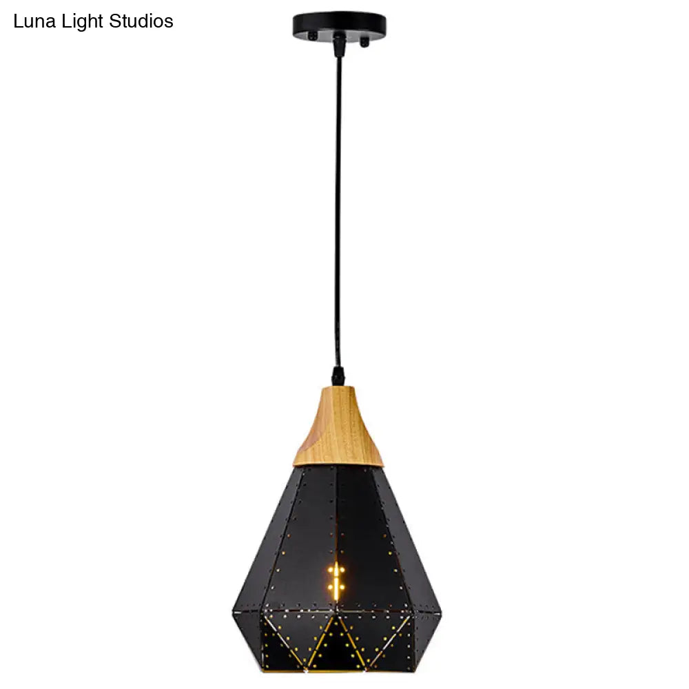 Diamond Dining Room Pendant Modern Metal Ceiling Light With 1 Hanging Black / 9