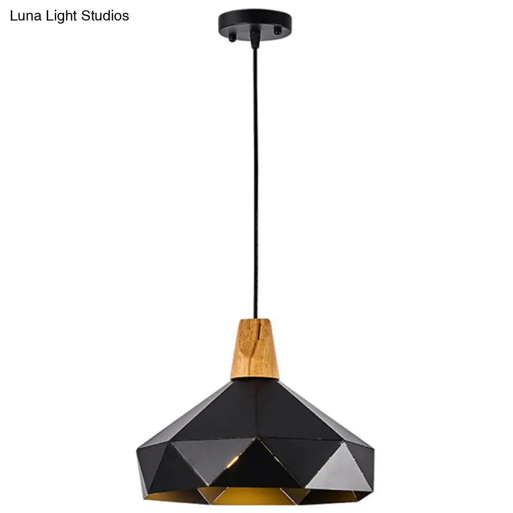 Diamond Dining Room Pendant Modern Metal Ceiling Light With 1 Hanging Black / 12.5