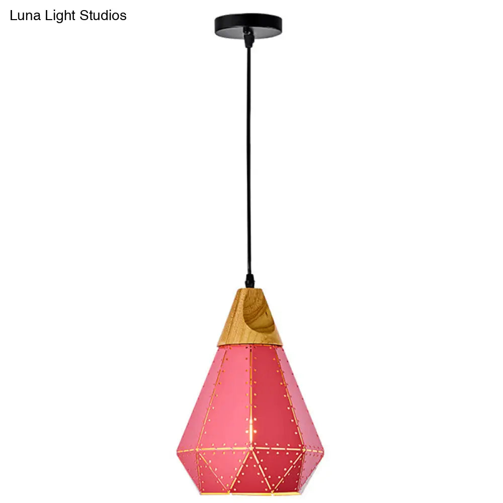 Diamond Dining Room Pendant Modern Metal Ceiling Light With 1 Hanging Pink / 9