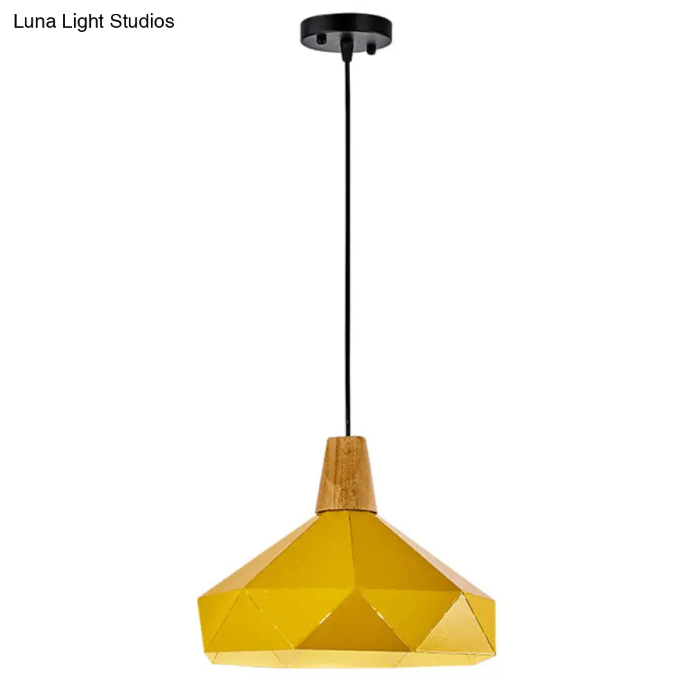 Diamond Dining Room Pendant Modern Metal Ceiling Light With 1 Hanging Yellow / 12.5