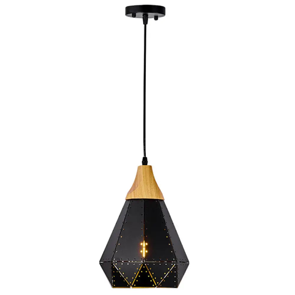 Diamond Drop Pendant Light For Modern Dining Rooms - Elegant 1-Light Ceiling Fixture Black / 9’