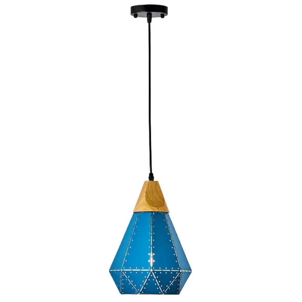 Diamond Drop Pendant Light For Modern Dining Rooms - Elegant 1-Light Ceiling Fixture Blue / 9’
