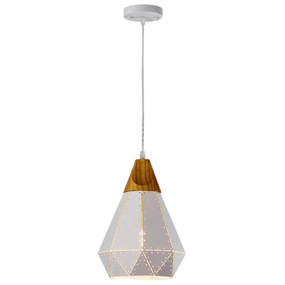Diamond Drop Pendant Light For Modern Dining Rooms - Elegant 1-Light Ceiling Fixture White / 9’