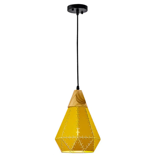 Diamond Drop Pendant Light For Modern Dining Rooms - Elegant 1-Light Ceiling Fixture Yellow / 9’
