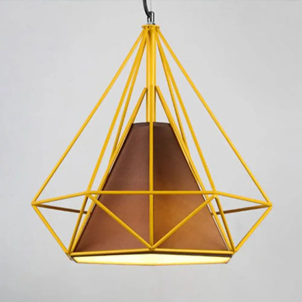 Diamond Frame Hanging Light - Simplicity Design Iron Pendant Fixture For Restaurants Yellow / 10’