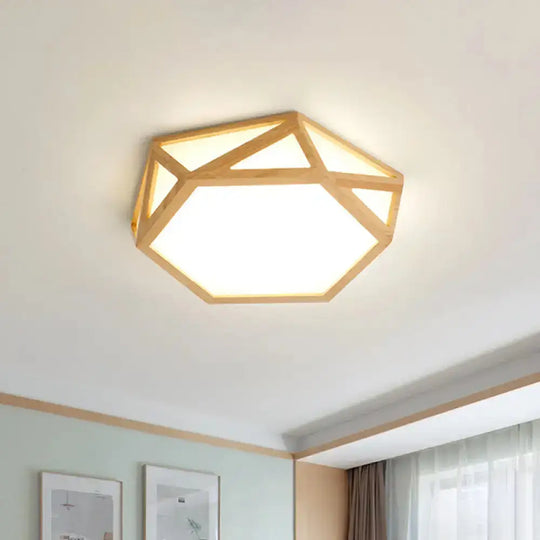 Diamond/Geometric Wood Led Nordic Flush Mount Ceiling Light Fixture - 16’/23.5’ Wide / 16’ B