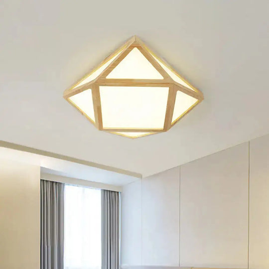 Diamond/Geometric Wood Led Nordic Flush Mount Ceiling Light Fixture - 16’/23.5’ Wide / 16’ C