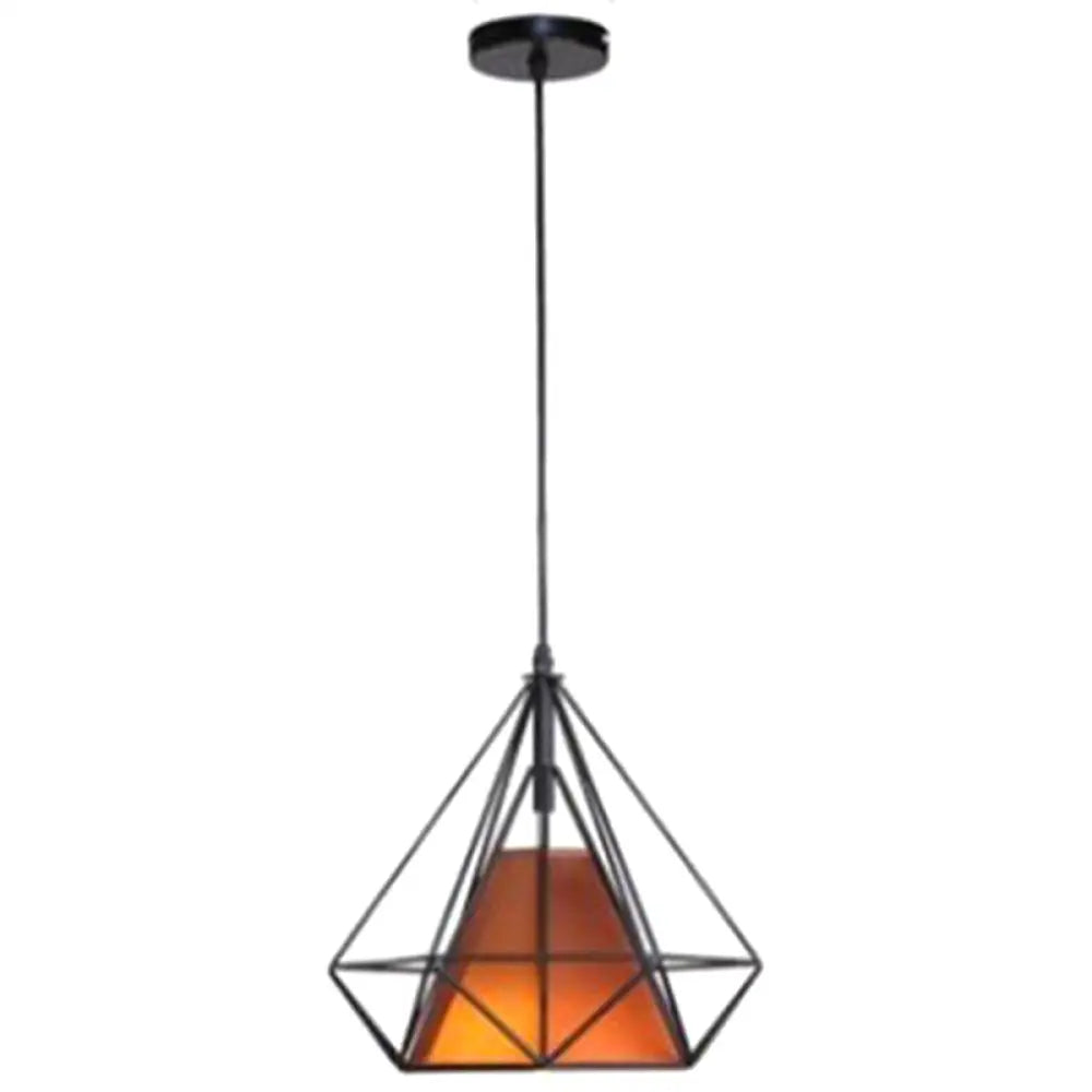 Diamond Iron Cluster Pendant: Nordic Retro 1-Light Black Restaurant Hanging Lamp / 10’
