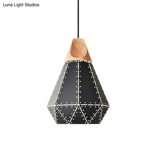 Diamond Iron Hanging Pendant Macaron Suspension Lamp With Laser Cut Design 1-Light Grey/White/Blue