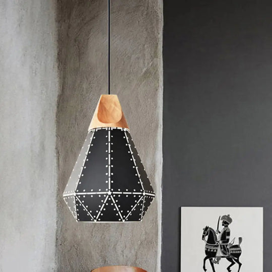 Diamond Iron Hanging Pendant Macaron Suspension Lamp With Laser Cut Design 1-Light Grey/White/Blue